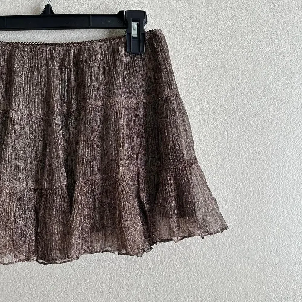 handmade gold shimmer circle ruffled mini skirt - Picture 10 of 11